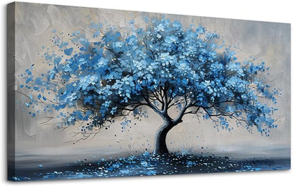 KELIYUAN Large Wall Art For Living Room Canvas Wall Decor For Office Bedroom Room Decorations Abstract Paintings Blue Tree Pictures Artwork Ready To Hang Guesthouse Mural Aesthetic Decor 30x60 In
