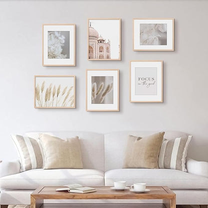11x14 Picture Frame, Solid Oak Wood Frame 8x10 with Mat or 5x7 with 2 Mat or 11x14 without Mat with Perspex Glass, 11 x 14 Frame for Wall Display Art Photo, Poster, Birthday Christmas Gift, Set of 4