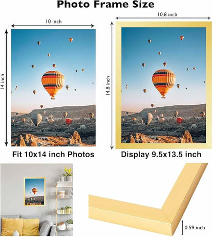 JCJMY 10x14 Picture Frame Set of 6 for 30 x 40cm Diamond Art Painting, Wall Mounting Horizontally or Vertically, 10 x 14 Wall Gallery Poster Photo Frame with Shatter Resistant Plexiglass,6 Pack, Gold