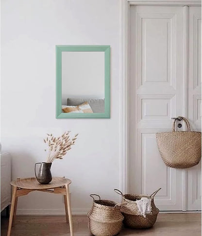 AAZZKANG Wood Framed Mirror Rectangle Modern Farmhouse Wall Mirrors Decor for Bedroom Living Room Bathroom Dressing Room Small Green