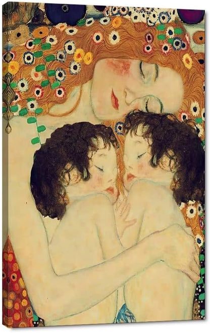 Yatsen Bridge Mother Canvas Wall Art for Living Room Gustav Klimt Style Art Print Home Decoration Stretched and Framed Ready to Hang 28x44 inch