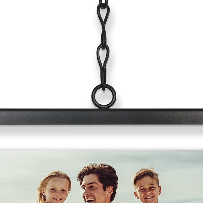 Americanflat Metal Floating Frame with Chain - Set of 3 - Use as 8x10, 5x7 or 4x6 Frame - Pressed Flower Display for Wall Decor - Elegant Black Molding with Shatter-Resistant Glass