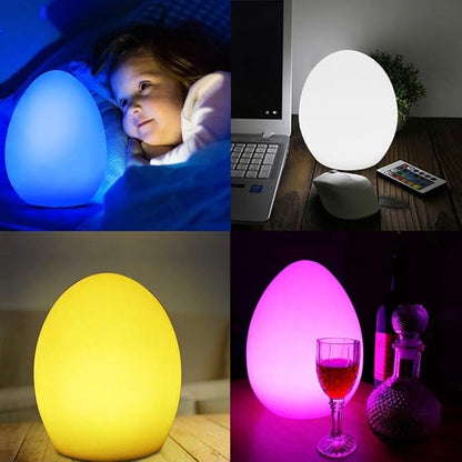 Egg Shape Color LED Mood Lamp, Rechargeable Dimmable Night Light with Remote Control 16 Dimmable Colors 4 Effects for Kids and Adults,Ambient Decorative Party Lighting (12x15cm)