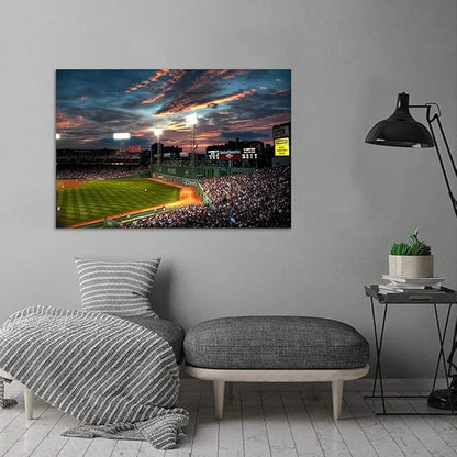 Yatsen Bridge Sports Court Prints Canvas Wall Art Modern Landscape Painting Artwork Picture for Living Room Office Home Decor House Warming Present Stretched Framed Ready to Hang (44" W x 28" H)