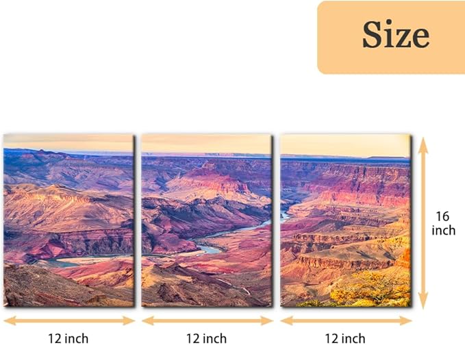 Pacimo Framed Canvas Print Wall Art Grand Canyon National Park Pictures Painting Prints on Canvas Nature Wilderness Landscape Wall Decor for Living Room Bedroom Office Ready to Hang - 12"x16"x3