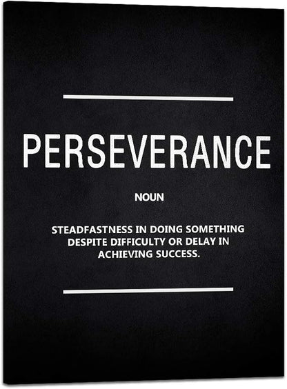 Inspirational Wall Art Motivational Entrepreneur Quote Painting Prints on Canvas Inspiring Hustle Posters Perseverance Noun Pictures Artwork Home Office Decor Framed Ready to Hang (18”Wx24”H)