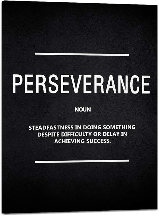 Inspirational Wall Art Motivational Entrepreneur Quote Painting Prints on Canvas Inspiring Hustle Posters Perseverance Noun Pictures Artwork Home Office Decor Framed Ready to Hang (18”Wx24”H)