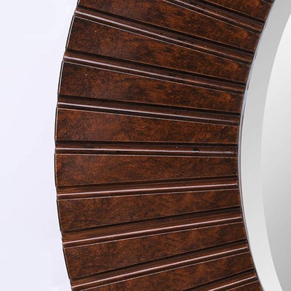 Chende 36'' Circle Mirror with Wood Frame, Large Decorative Mirror for Living Room, Farmhouse Bathroom Mirrors with Bronze Groove Finish for Entryway, Bedroom