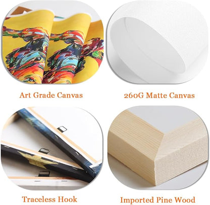 Pacimo 3 Pieces Black and White Canvas Wall Art Sunset Landscape of National Park Arizona Sonoran Desert Cactus Pictures Painting Prints on Canvas Modern Artwork for Home Office Decor - 16"x24"x3