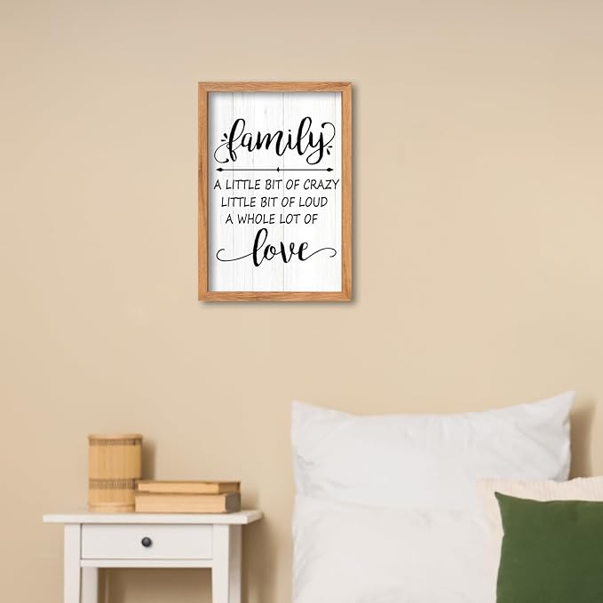 AuraPeak Family Wall Decor For Family A Little Bit Of Crazy Sign Hallway Entryway Horizontal Home Modern Positive Farmhouse Living Room Wall Hanging Art (Wood 16"×10")