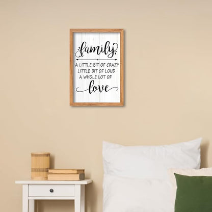 AuraPeak Family Wall Decor For Family A Little Bit Of Crazy Sign Hallway Entryway Horizontal Home Modern Positive Farmhouse Living Room Wall Hanging Art (Wood 16"×10")