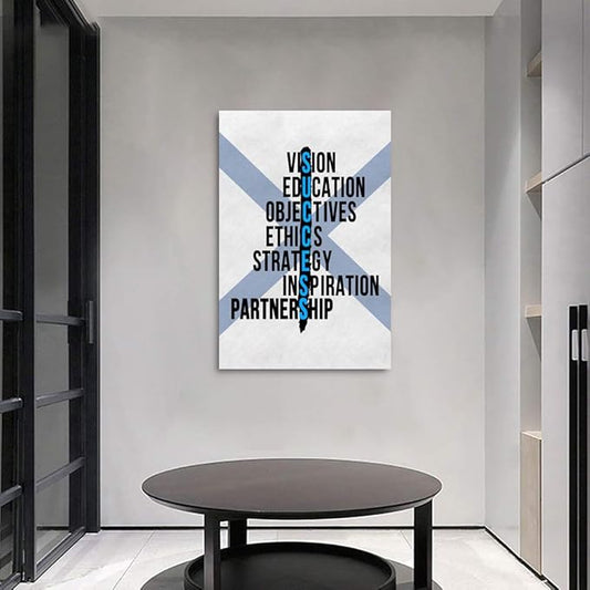 Wooden Framed Motivational Wall Art Inspirational Canvas Painting Positive Quotes Posters OBJECTIVES STRATEGY Picture Modern Artwork Home Office Living Room Decor Framed Easy to Hang-24”Wx36”H