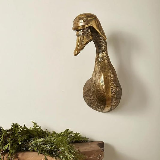 Animal Heads Wall Decor, Deer Head Wall Mount, Resin Animal Sculptures Head Wall Hanging Decoration for Family Living Room Bedroom Bathroom Kitchen Gift (Duck)