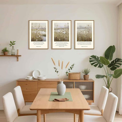 Celestdeco Large Christian Bible Verses Framed Canvas Wall Art,Vintage Scripture Wildflower Wall Decor,Modern Jesus Religious Nature Landscape Artwork for Living Room,Bedroom,Dining Room-16"x24"x3