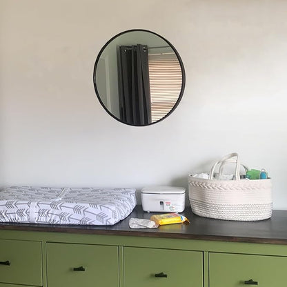 Oruii Black Circle Mirror, 18 inch Round Mirror Metal Frame, Black Bathroom Mirrors for Bedroom, Bathroom, Living Room, Over Sink, Rustic, Vanity