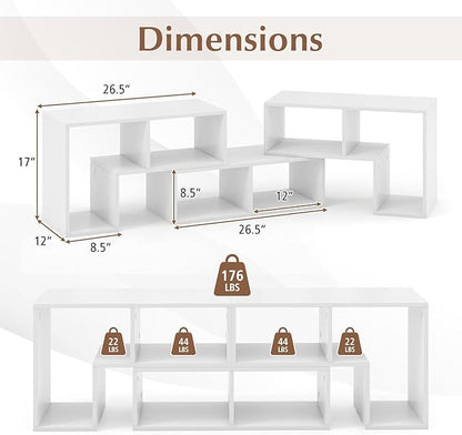 Giantex Free-Combination TV Stand for Bedroom - Entertainment Center for 50 55 60 65 Inch TV, 3-Piece Media Console Table with Storage Cubes, Deformable Open Storage Bookcase Shelf (White)