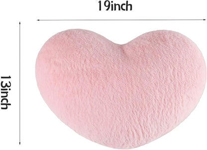 2PCS Throw Pillows Heart Pillow Home Decor Decorative Couch Pillows Bed Pillows Outdoor Pillows Valentine Gifts,Pink 13"*19"