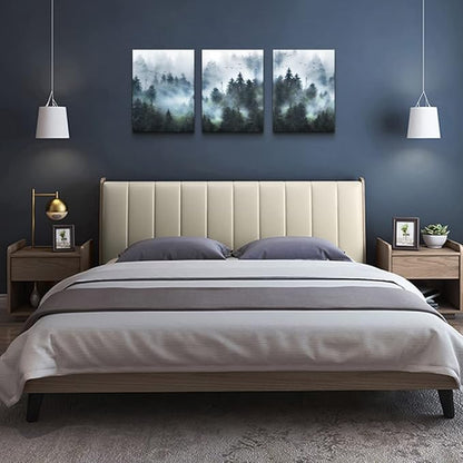 DZRWUBHS Canvas Wall Art For Living Room Large Size Wall Decorations For Bedroom Modern Office Wall Decor Foggy Forest Trees Landscape Painting Wall Pictures Artwork Home Decoration 20x28 3 Piece