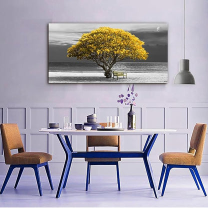 Wapluam Canvas Wall Art For Living Room, Office, Bedroom - Black And White Landscape Wall Paintings - Framed Wall Pictures - Artwork Mural - 20x40 inch