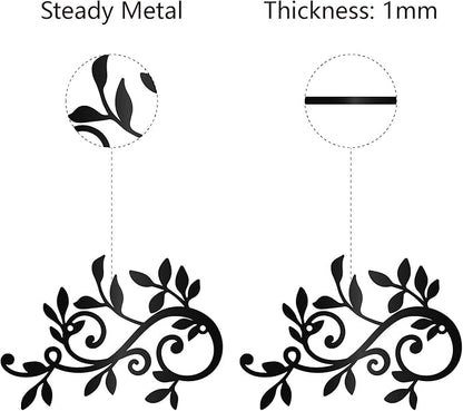 CREATCABIN Metal Tree Leaf Wall Decor Vine Olive Branch Leaf Wall Art Double Leaves Silhouette Sculpture Ornament Iron Hanging for Above The Bed Home Living Room Garden Decoration Black 8 x 5.5Inch