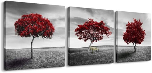 Canvas Wall Art for living room Bathroom wall decor-Panoramic black and white mangrove- 16" x 16" 3 Pieces Framed Canvas Prints Watercolor Modern scenery Office bedroom Home kitchen Decor picture