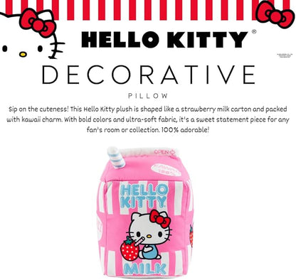 Hello Kitty Kawaii Strawberry Milk Carton Bedding Super Soft Plush Decorative Pillow, One Size, (100% Officially Licensed Product) By Franco
