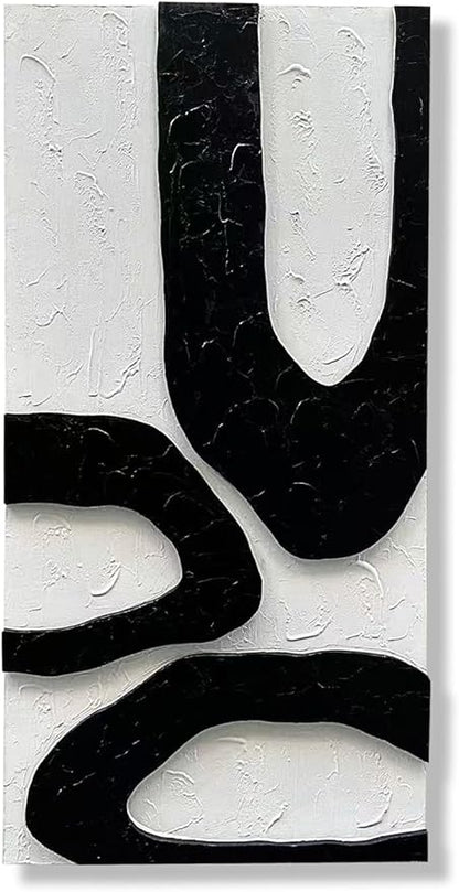 NANKAI Art 48x24 Inch white and black thick texture Abstract Oil painting Hand painted modern minimalist oil painting home office corridor wall decorative art