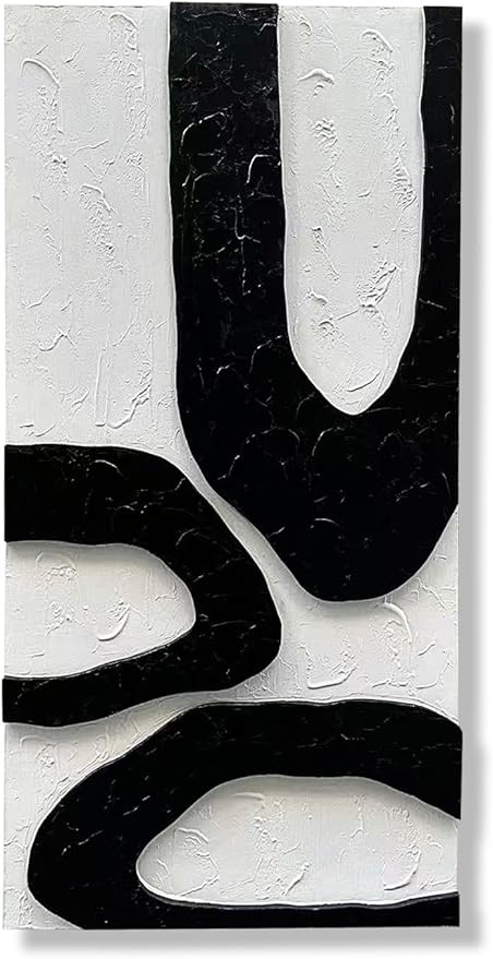 NANKAI Art 48x24 Inch white and black thick texture Abstract Oil painting Hand painted modern minimalist oil painting home office corridor wall decorative art