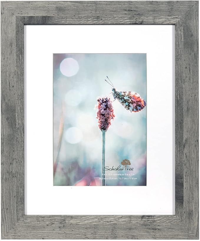 Grey 8x10 Picture Frame with Mat,Display 8x10 without Mat or 5x7 with Mat