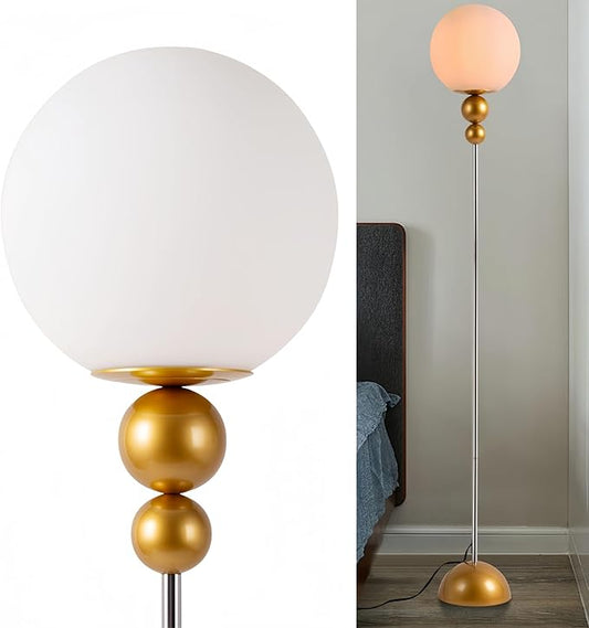 DEC LUCE DECOLUCE LIGHTING Modern Floor Lamps for Living Room, Globe Glass Shade Floor lamp for Bedroom, LED Standing lamp for Office, Corner