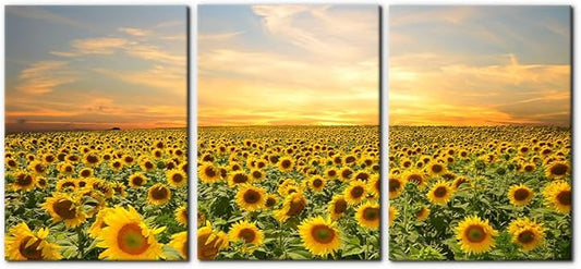 Pacimo Sunflowers Canvas Prints Wall Art Landscape Pictures Painting Prints on Canvas Yellow Flowers Modern Artwork for Living Room Bedroom Home Office Decor Stretch Framed Ready to Hang - 20"x28"x3