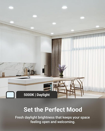 Sunco 12 Pack 4 Inch LED Recessed Lights, Slim Canless Ceiling Lighting, 650 LM, 10W (60W Equivalent), 5000K Daylight, Dimmable, Wafer Thin, Ultra Thin with Junction Box ETL
