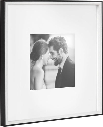 Kate and Laurel Gibson Modern Wall Picture Frame Set of 3; 16x16 matted to 8x8; Black and White; Three-Piece Frame Set for Gallery Wall Frame Set in Living Room Wall Décor