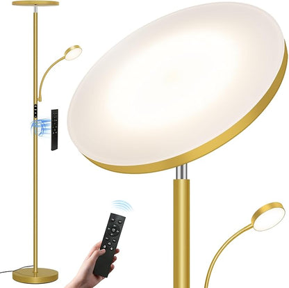 Floor Lamp-42W/4200LM Super Bright Floor Lamp,Dimmable 2-in-1 LED Floor Lamp for Bedroom,Torchiere Floor Lamps with Remote & Touch Control,69" Tall Standing Lamp for Living Room,Office,Reading,Gold