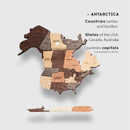 Enjoy The Wood 3D Wooden World Map Wall Art - Large Travel Map with Pins for Art Decor - Decorative Map of the World for Home, Office - Travel Wall Art Housewarming Gift Idea (Smokey, L, Unframed)