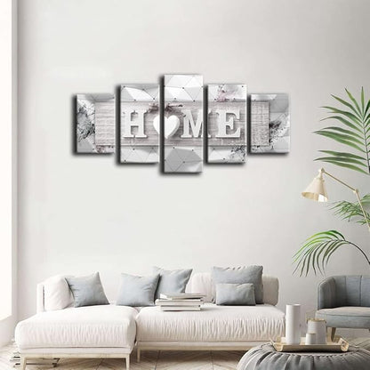 AWLXPHY Decor Home Decoration Wall Art Canvas for Living Room Framed Painting Pink and Grey 5 Panels Modern Still Life Love Stretched Artwork 3D Giclee (Grey, W80 x H40, Framed)