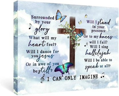 I Can Only Imagine the Cross Butterfly of Godd, Canvas Christian Faith Wall Art,Farmhouse,Church, Home Wall Decor,Tabletop/Hanging(29x38cm) Framed