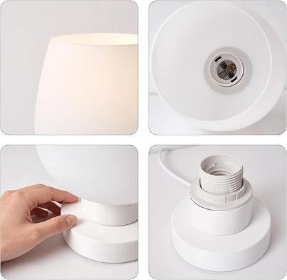 Touch Table Lamp with 3 Way Dimmable for Bedroom Nightlight Living Room, Modern Desk Lamp with LED Bulb, White Opal Glass Lamp Shade, Metal Base
