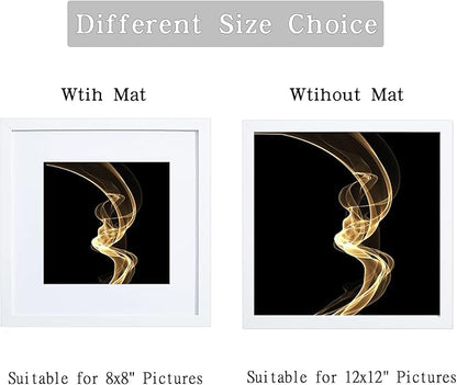 HEART ART 12x12 White Picture Frame Set of 9, Display Pictures 8x8 with Mat or 12 x 12 without Mat, Multi Collage Gallery Square Photo Frames for Wall