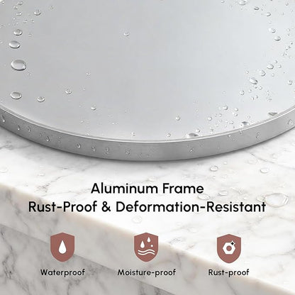 USHOWER Brushed Nickel Bathroom Mirrors for Over Sink, 30 Inch Circle Mirror with Metal Frame, Wall Mirror for Vanity, Entryway, Living Room, Hallway and Bedroom Decor