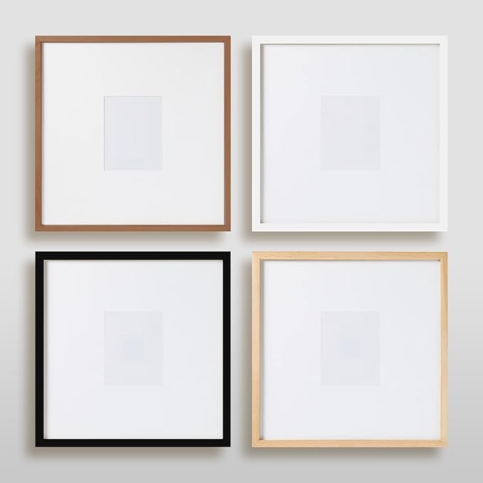 artisane home goods - Gallery Frame 1.0, Picture Frame, 18x18 Walnut, Gallery Wall Frame Set, Large Picture Frame, Oversized Mat (4x4, 4x6, and 5x7)