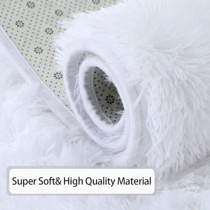 Andecor Soft Fluffy Bedroom Rugs, 5 x 8 Feet Indoor Shaggy Plush Area Rug for Boys Girls Kids Baby College Dorm Living Room Home Decor Floor Carpet, White