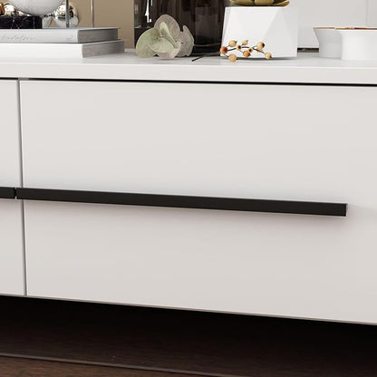 Modern TV Console Extendable Media Console, Adjustable Length, Contemporary Entertainment Center with Drawers and Legs, for Living Room White and Black (95”-133.9”W x 15.2”D x 13.1”H)