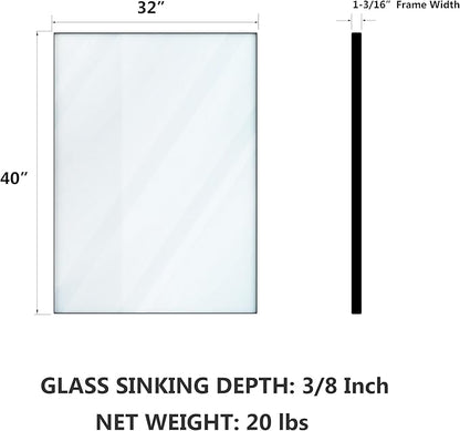 VocalStar Black Bathroom Mirror for Wall, 32 x 40 Inch Square Corner Rectangle Metal Framed Bathroom Vanity Mirrors Modern Farmhouse, 1/4-inch Shatterproof Glass | Ultra-Flush Hanging