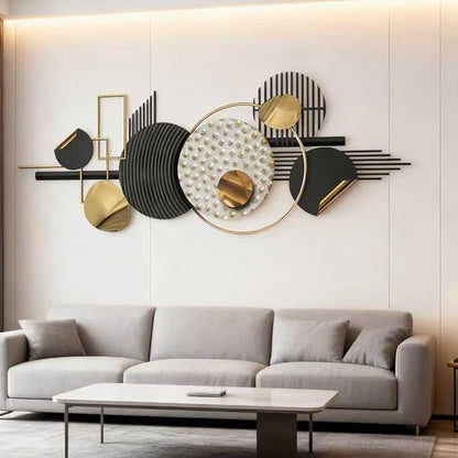Lucky Monet Large Wall Decor for Living Room, Modern Metal Wall Art, 3D Textured Geometric Wall Sculpture 59"x24" Wall Hanging Decoration for Dinning Room Bedroom Entryway