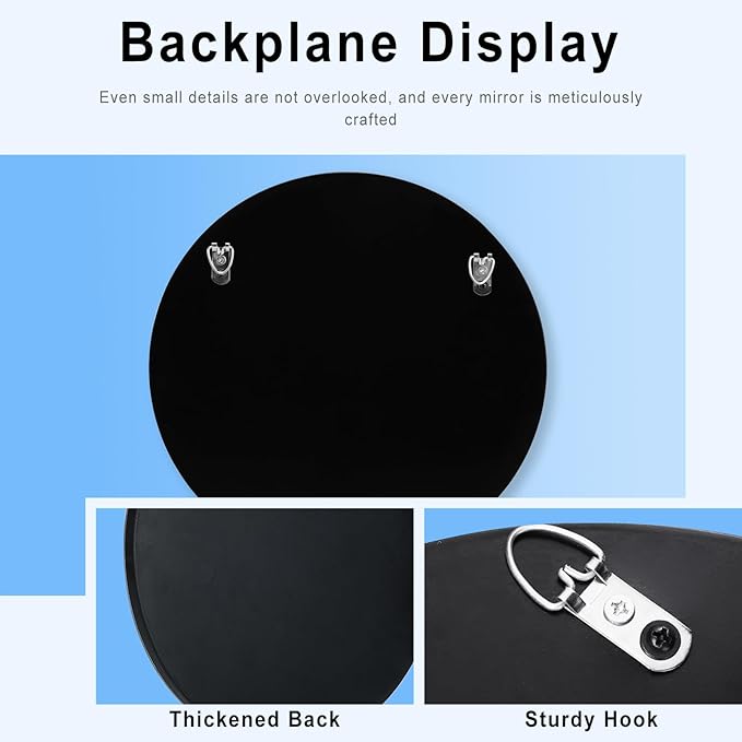 28 Inch Crushed Diamond Round Glass Wall Mirror, Bathroom Mirror, Wall Decoration Hanging Mirror, Suitable for Living Room, Bedroom, Vanity