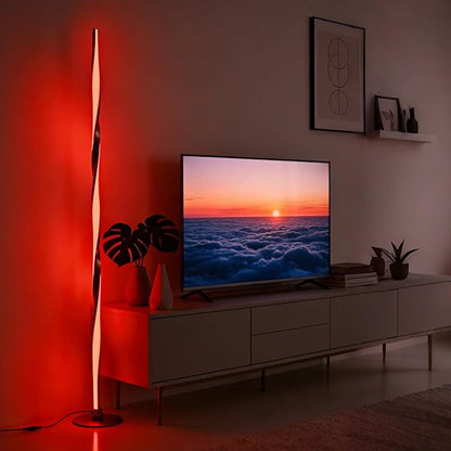 Smart RGBWIC Floor Lamp LED Corner Light Works with Alexa, Dynamic Modern Gold Ambient Light with Multi-controls-16 Million DIY Colors Color Changing and Dimmable Standing Lamp for Bedroom Living Room