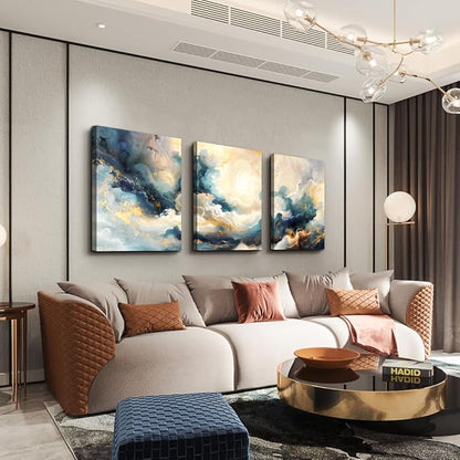 TTHYUEWS Minimalism Abstract Ink Paintings Large Wall Art For Living Room Canvas Wall Decor For Bedroom Office Wall Decorations Framed Canvas Prints Wall Pictures Artwork Modern Home Decor 3 Piece