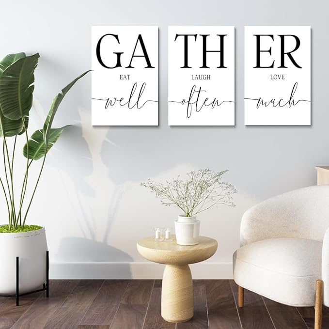 GUBIYU Gather Signs for Home Decor, Wall Art for Dining Room and Kitchen, Rustic Farmhouse Family Gathering Place Decor 20"x28"