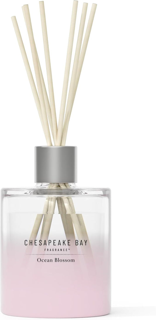 Chesapeake Bay, Reed Diffuser, 5.7oz, Ocean Blossom Scent, Mood Evoking, Sea Glass-Inspired Jar, Room Filling Fragrance Made with Essential Oils, Coastal Fragrance for Home Décor or Gifting